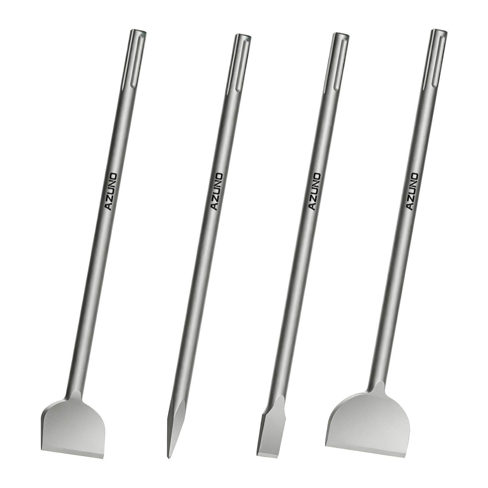 4Pcs SDS Max Chisel Bit Set, 16" Point Flat Scaling Chisels, 42CrMo Steel