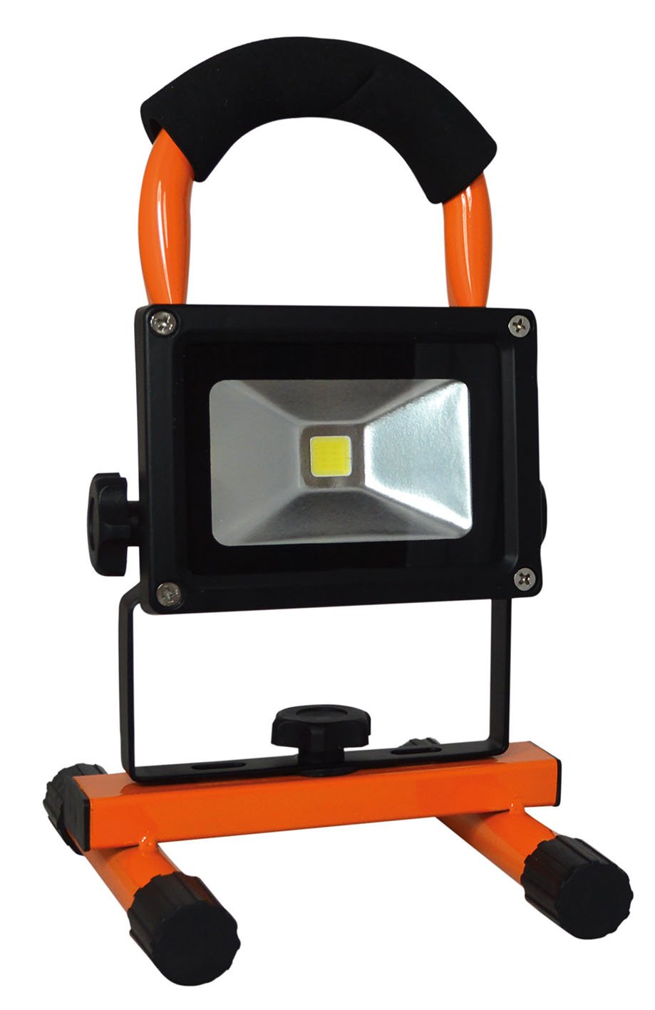 TIBELEC 347960 Projecteur LED de chantier rechargeable, Métal, 10 W, Orange, 162 x 143 x 260 mm