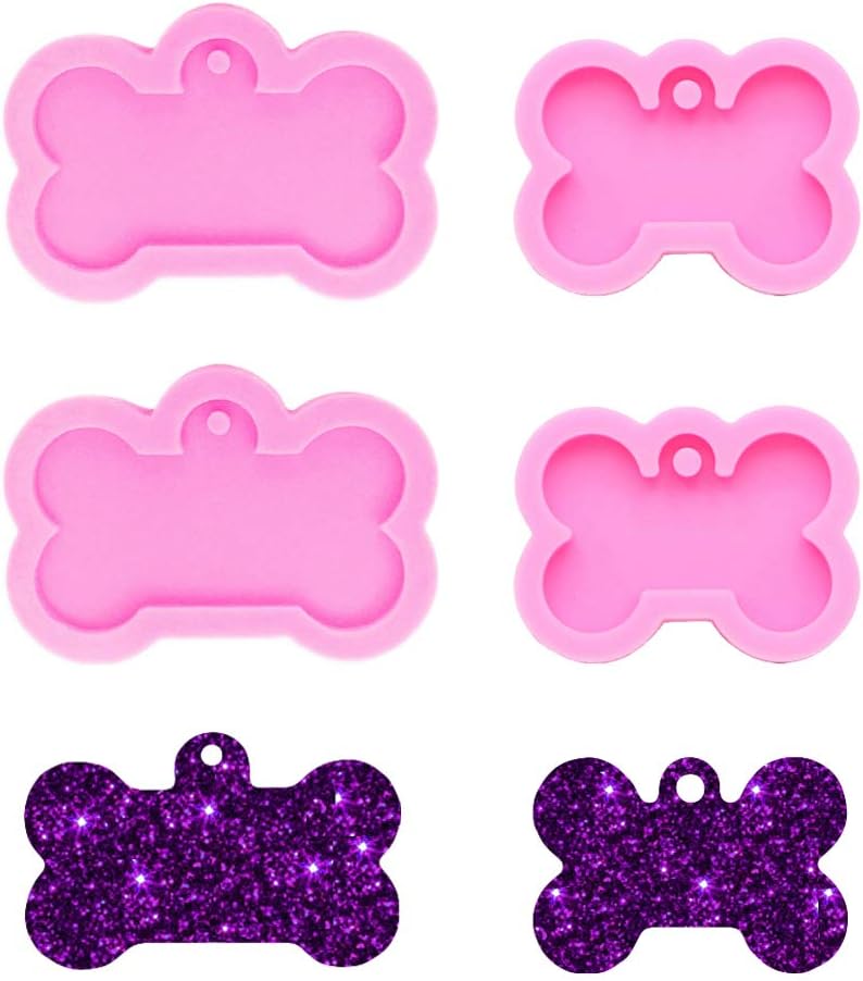 Dog Bone Shaped Silicone Molds - 4 PCS Pink - Craft Molds - DIY Crafts, Dog Tag, Keychain Making