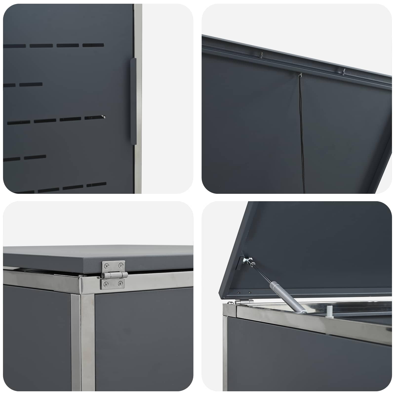 vidaXL Mülltonnenbox for 3 Bins 240L Edelstahl Anthrazit