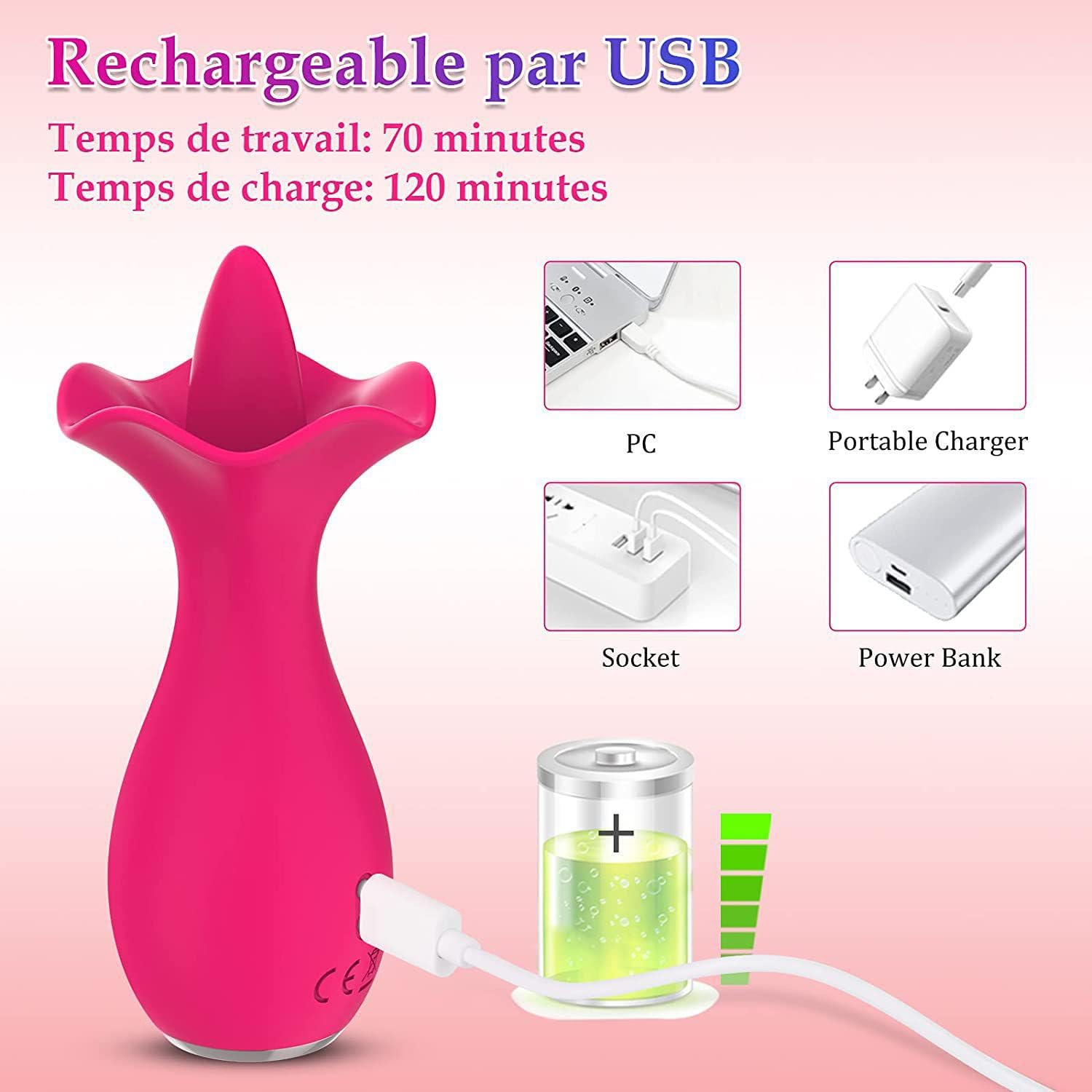 Vibratore per Leccare Il Clitoride con 10 modalità di Vibrazione, Vibratore per La Lingua del Fiore Ricaricabile, Massaggiatore per Stimolatore Vaginale del Clitoride del Capezzolo
