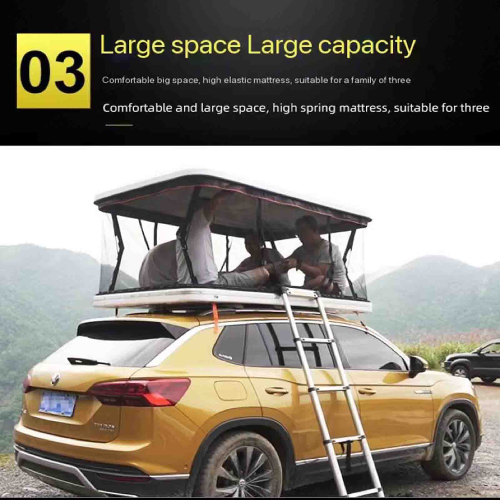 PRUJOY Tienda de campaña de Techo para vehículo Todoterreno, Tienda de campaña de Doble Capa con Soporte Recto para Coche de conducción automática, para Viaje y Camping (White Shell Green)