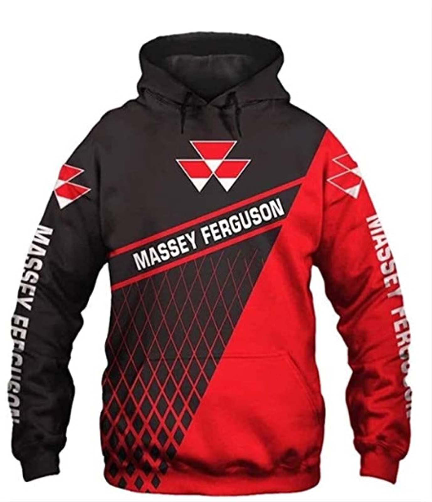 SHIXRMen Pullover Hooded, Lightweight Massey-Ferguson Sweatshirt, 3D Digital Print Hoodie Jacket Casual Sportswear Fleece Sweatshirt
