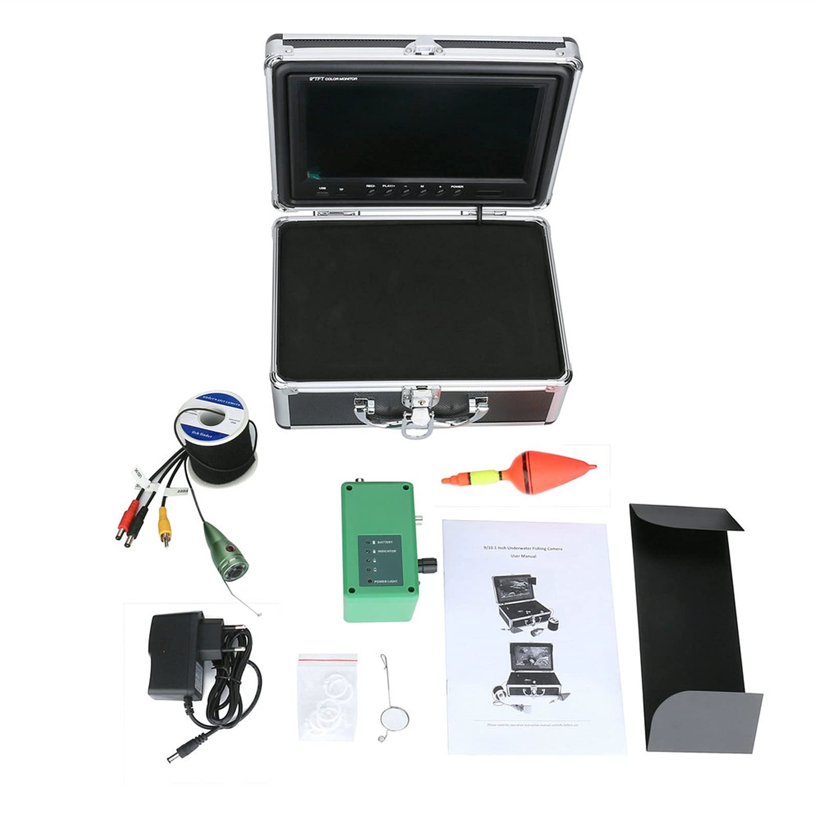 Videocamera da Pesca Subacquea da 9 Pollici 100 0TVL. Fish Finder. HD DVR. Registratore Pesca Impermeabile con 6 pz 1W IR Le. DS.(IR LED 15M Cable)