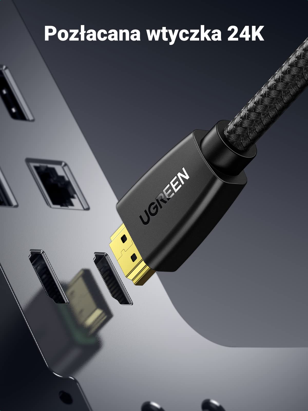 UGREEN HDMI Kabel, HDMI 2.0, 4K@60Hz/30Hz, 1080P@60Hz, High Speed, 0.5M | Dolby Vision, 3D, HDCP 2.2; Ekranowanie TMDS; Oplot Nylonowy, 24K Wtyk; Lustrzany & Rozszerzający; Monitor, Soundbar