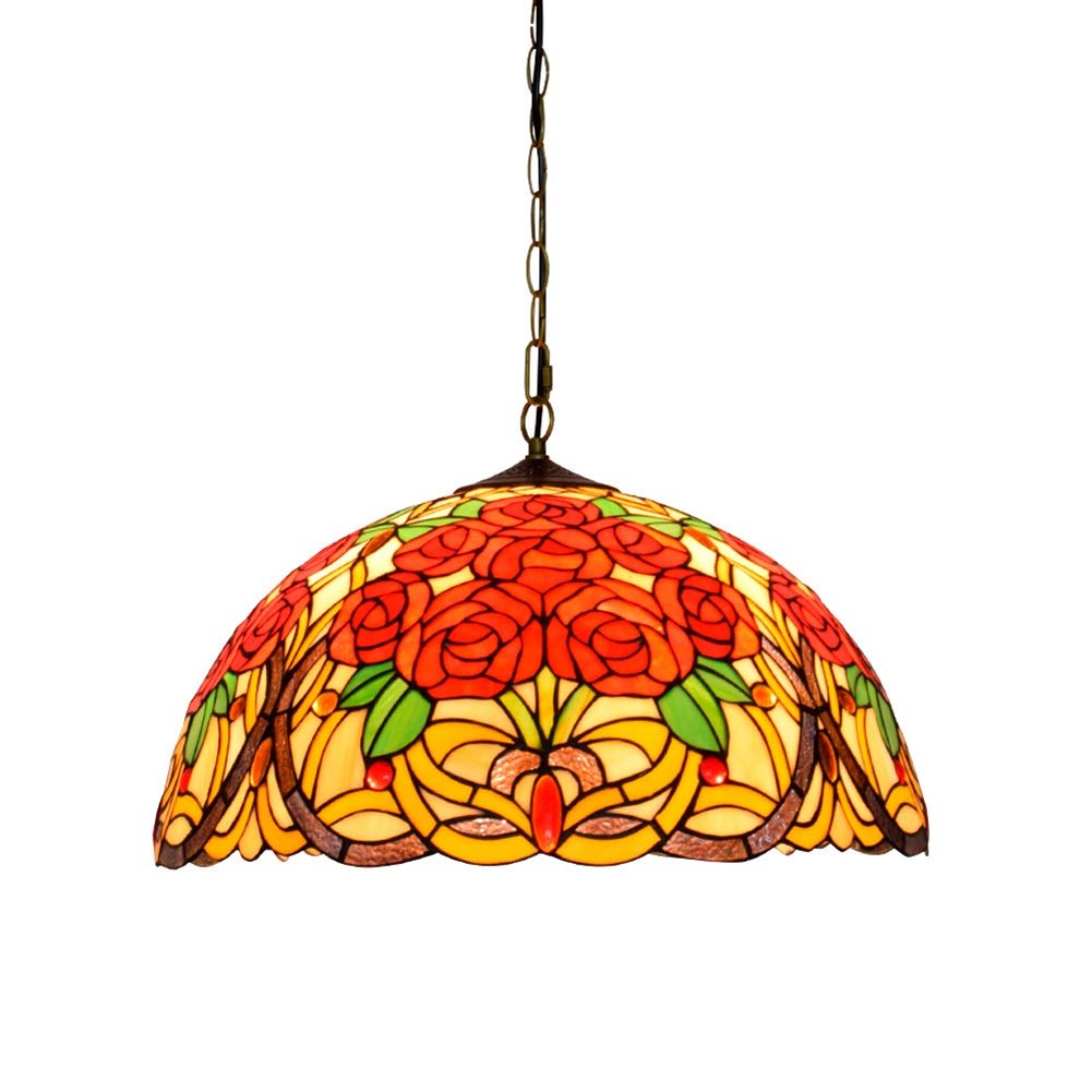 HJRegaFimu Ceiling Painted Glass Chandelier 50cm American Pastoral Retro Bar Restaurant Lamp Gorgeous Rose