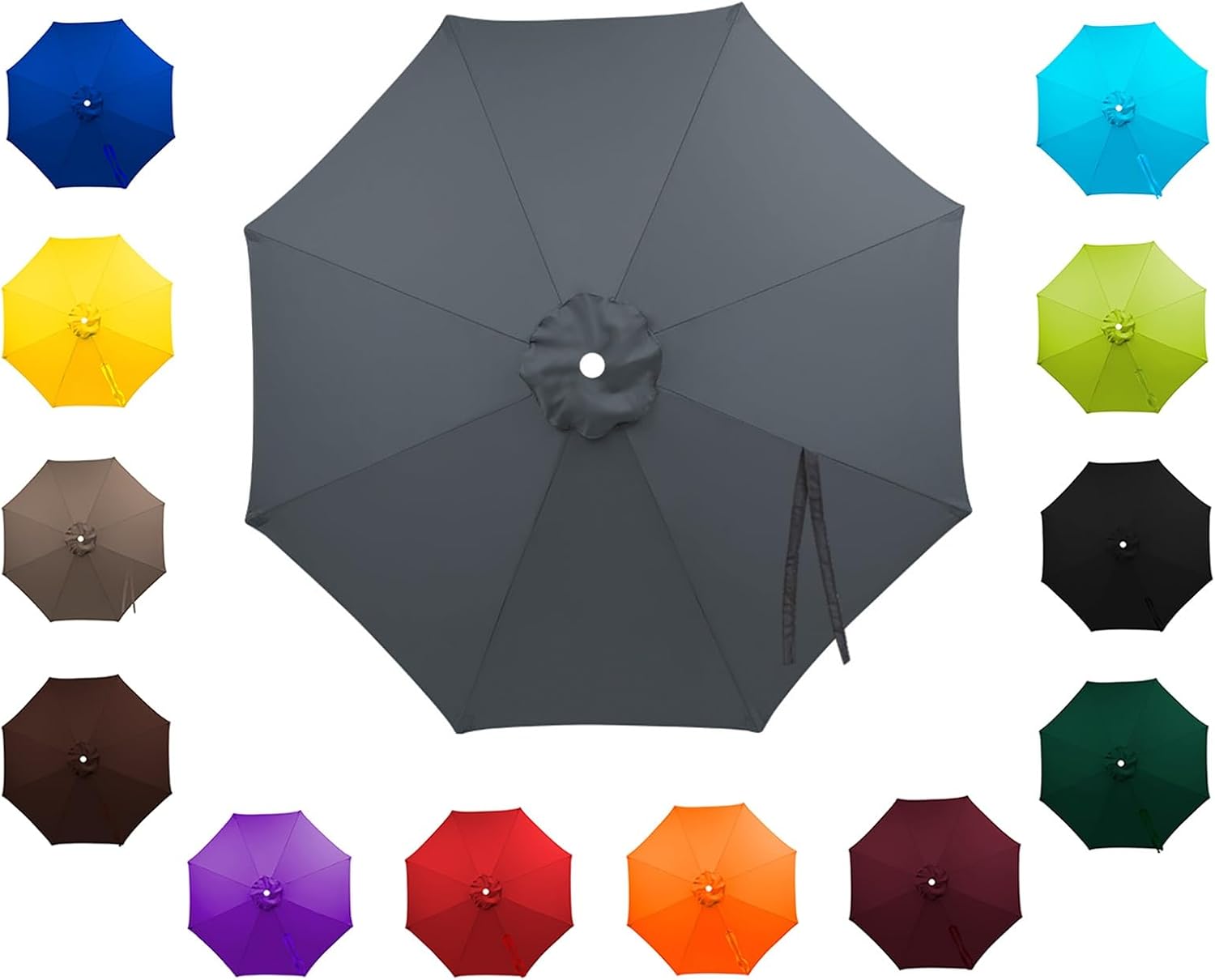 7FT 8FT 9FT 11FT 13FT 8/6 Ribs Patio Umbrella Replacement Canopy, 300D Market Umbrella Top Cover, UV Protection & Water Resistant Heavy-Duty parasol for Outdoor Yard Pool Beach
