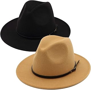 Sponsored Ad - 【2 Pack】 Fedora Hats for Women Fashionable Classic Wide Brim Womens Fedora Hat