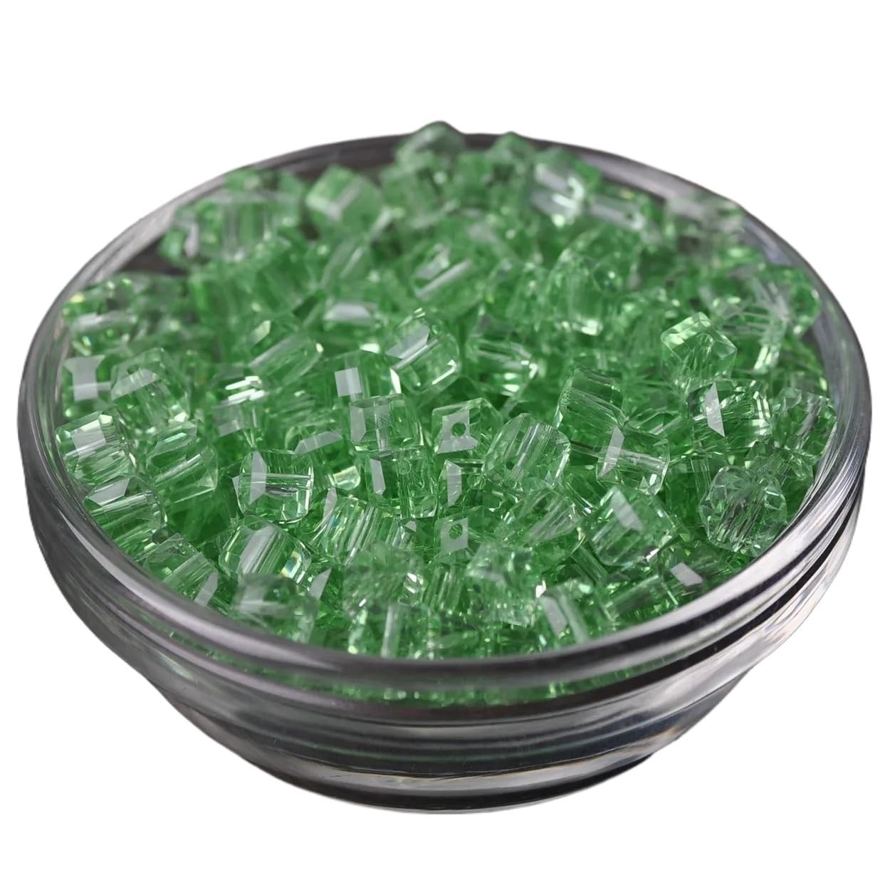 Jinfeuge Light Green 3.0Mm /4Mm/ 6Mm/ 8Mm /10Mm Cube Square Faceted Czech Crystal Glass Loose Crafts Beads Wholesale Lot/Light Green/8Mm 30Pcs