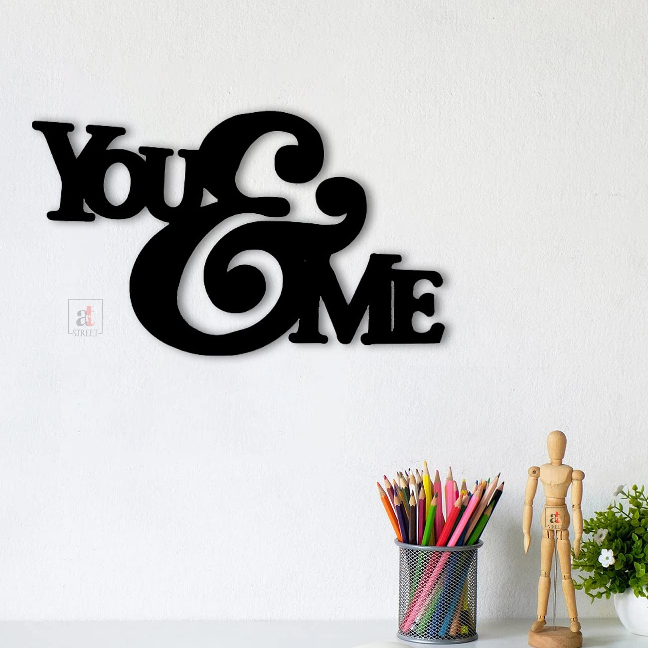 Art Street You & Me Black MDF Plaque Cutout Ready To Hang For Home Office Wall Art Décor, Wall Art Hanging Decorative Item, Home Decoration (Size -8 x 11 Inches)