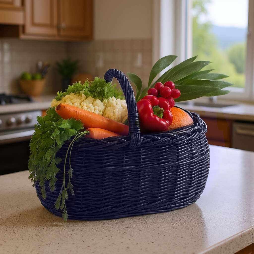 Kosz z uszami, plecionka wiklinowa, na zakupy, w kolorze naturalnym lub w 3 różnych kolorach, lakierowany, pojemny i wygodny, kosz na zakupy, kosz prezentowy, 45 x 30 x 35 cm