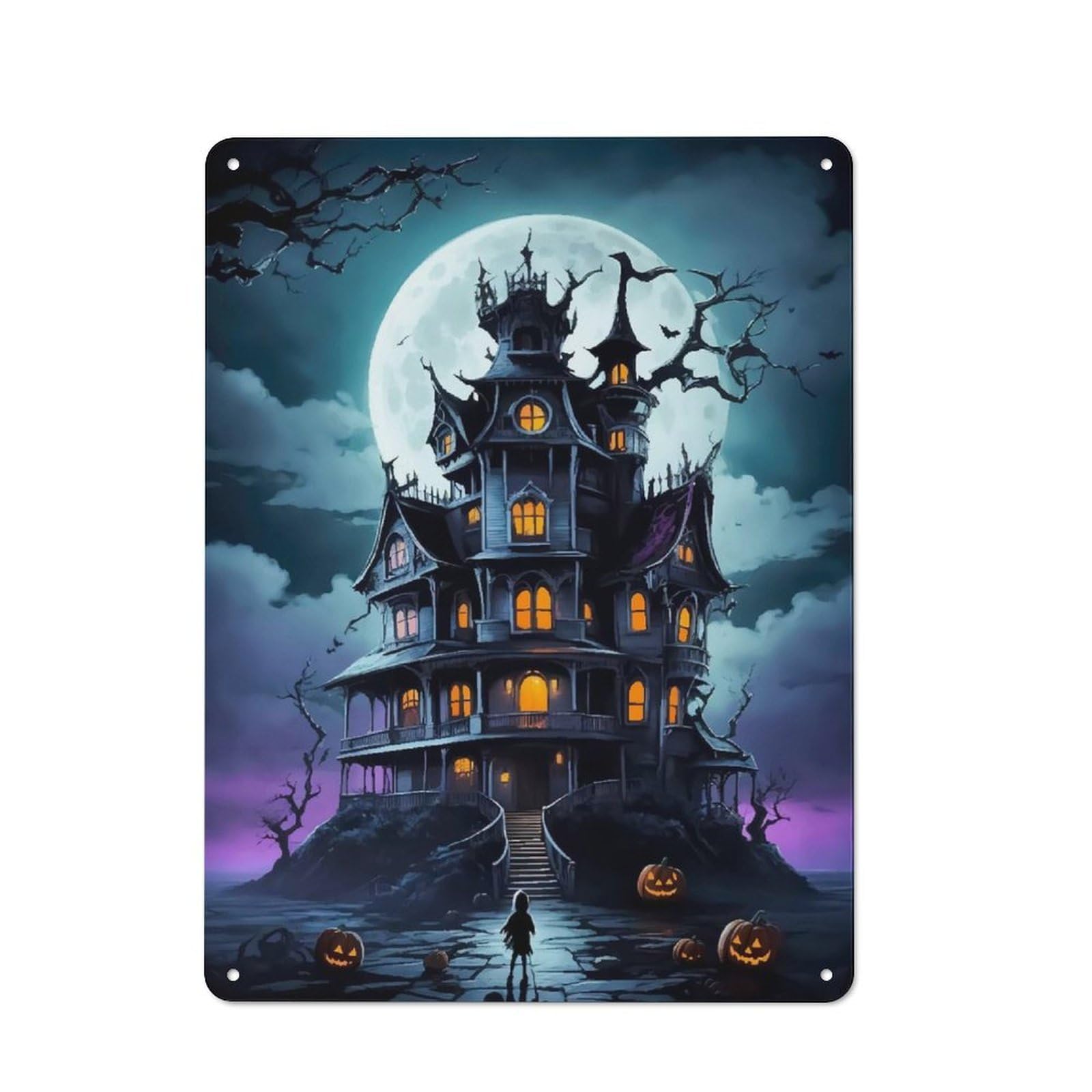 Junmoney Demon Tin Wall Plaque 40X30cm With For Living Room Or Hallway, For Garage, Workshop And Man Cave Decoration