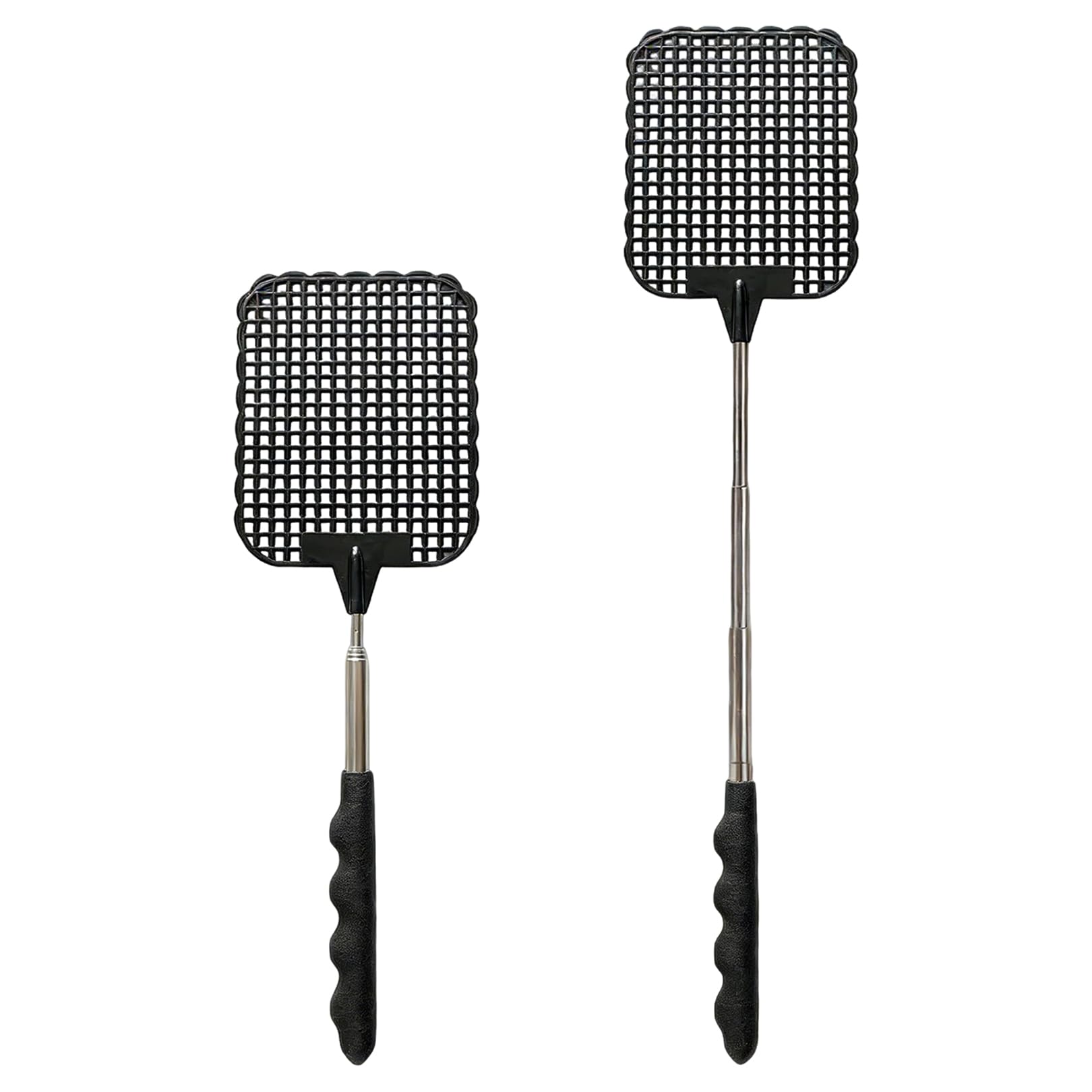 Pack of 2 Extendable Fly Swatter Stable Insect Swatter with Stainless Steel Handle Fly Catcher Insect Catcher Fly Protection Against Insects, Flies, Mosquitoes, Wasps (Black)-image-12