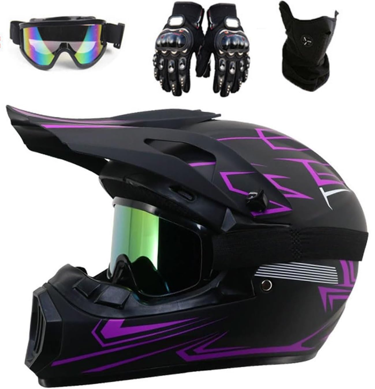Youth Full Face Motocross Helmet, Unisex Off Road Street Motorbike Helmet