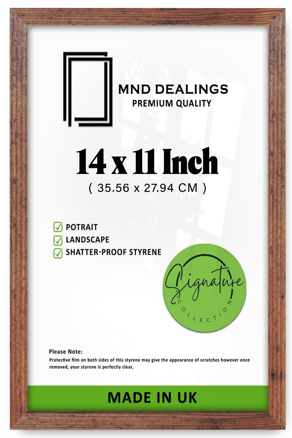 MND Dealings | MDF Picture Frame (35.56 x 27.94 CM) 14" x 11" for Art Gallery & Wall Décor, Stylish MDF Wood Finish, Hanging Hooks for Easy Mounting [ Rustic ]