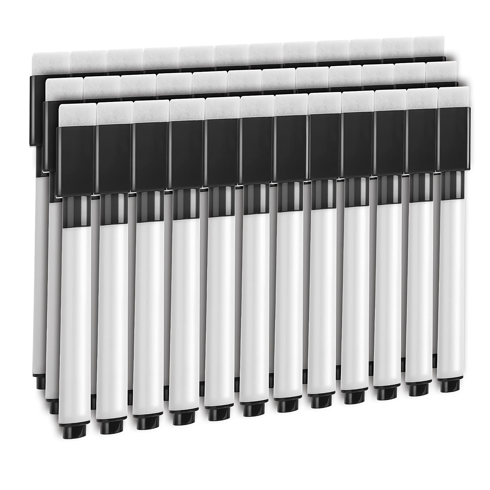 Prasacco 36 marcadores magnéticos de borrado en seco para pizarra blanca, marcadores de borrado en seco con tapa de borrador, para pizarras de borrado en seco, escuela, oficina, hogar, (negro)