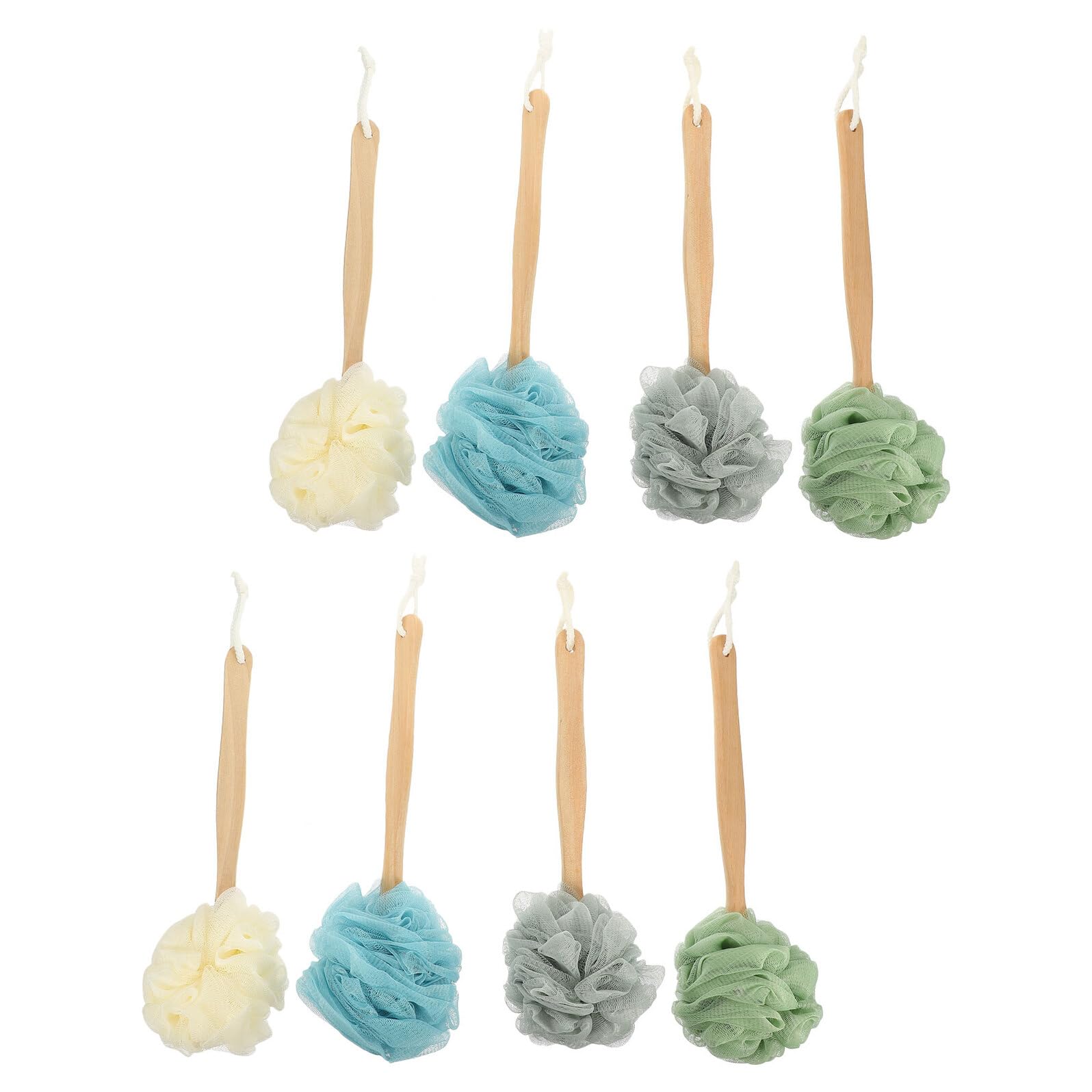8pezzi Spazzola per Schiena Doccia Manico Nylon Spazzola Esfoliante Morbida per Bagno Strumento Scrub per Corpo Pulizia Profonda