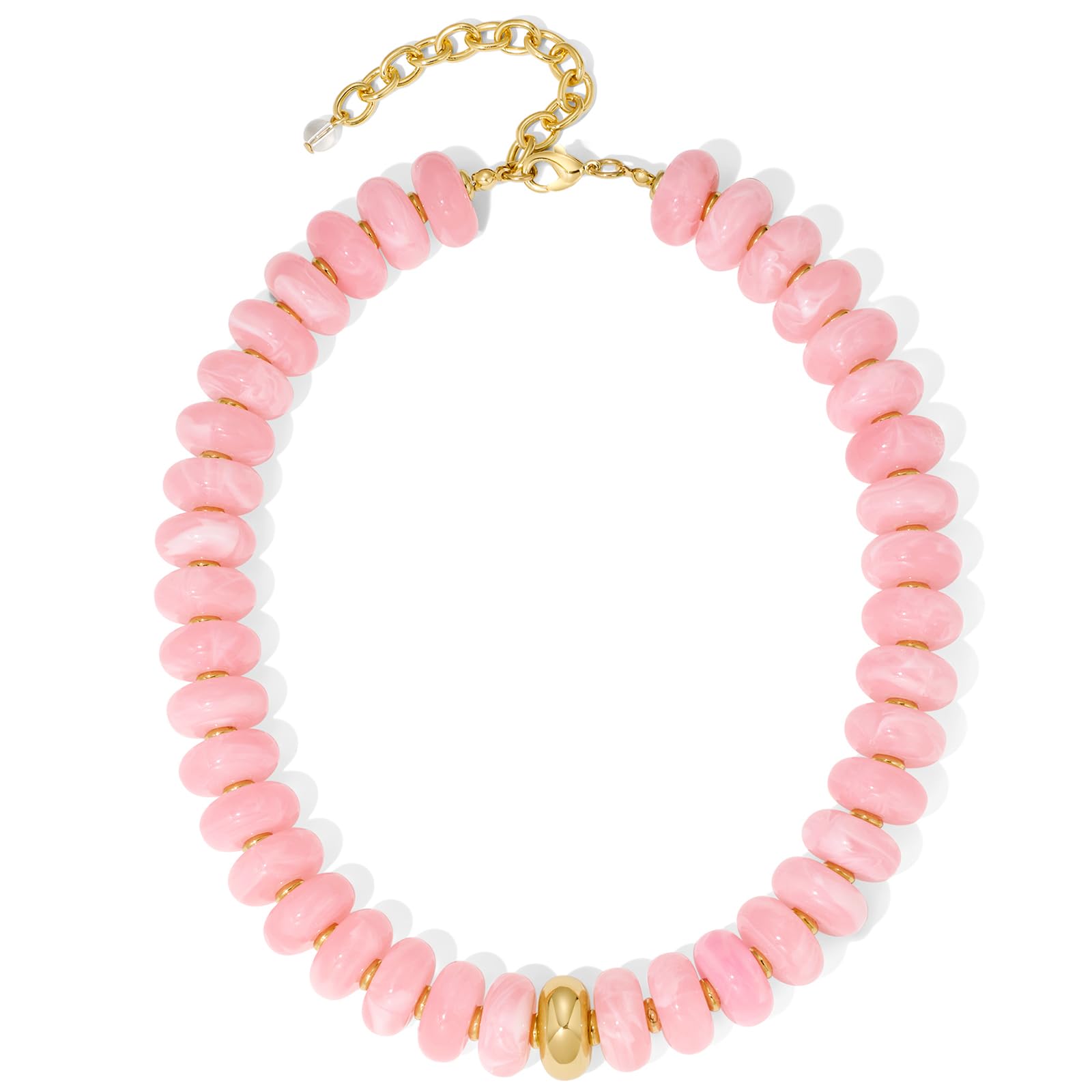 FAUTHENTICUTE Mothers Day Gifts Chunky Beaded Choker Necklace for Women Statement Necklace with Gold Accent Adjustable Beach Summer Jewelry Trendy Boho Necklaces in Multiple Colors y2k Jewelry — view 10