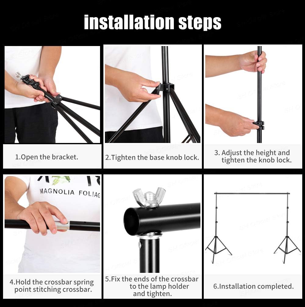 Pro Portable Heavy-Duty Backdrop Support System Kit 2m * 3m(6.6ft * 9.8ft) - Tripod is Adjustable + Carry Bag- Photo Studio Backgrounds Kit