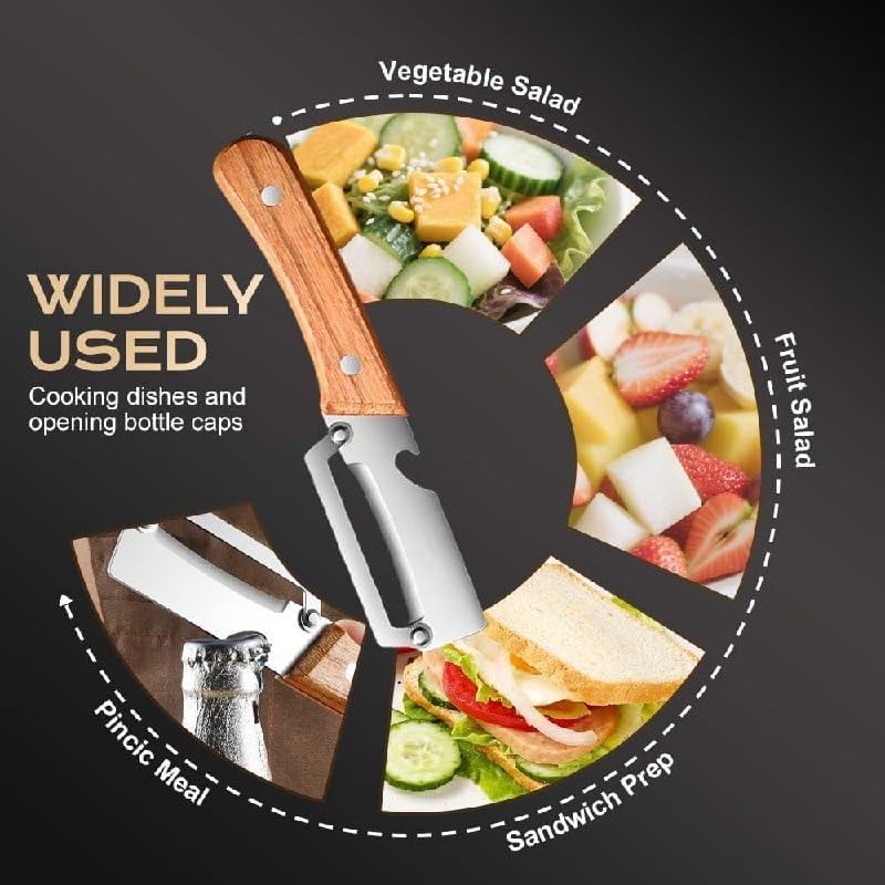 Image of Multi-Functional Stainless Steel Vegetable Peeler with Wooden Handle & Bottle Opener Single Blade Peeler for Fruits & Vegetables Sharp & Easy-Grip Kitchen Tool (2 in 1 Peeler(2PCS))