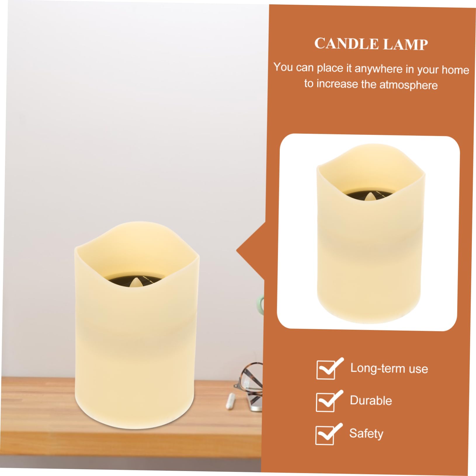 Lampada Candela LED Solare 4 Pezzi in Plastica Bianca