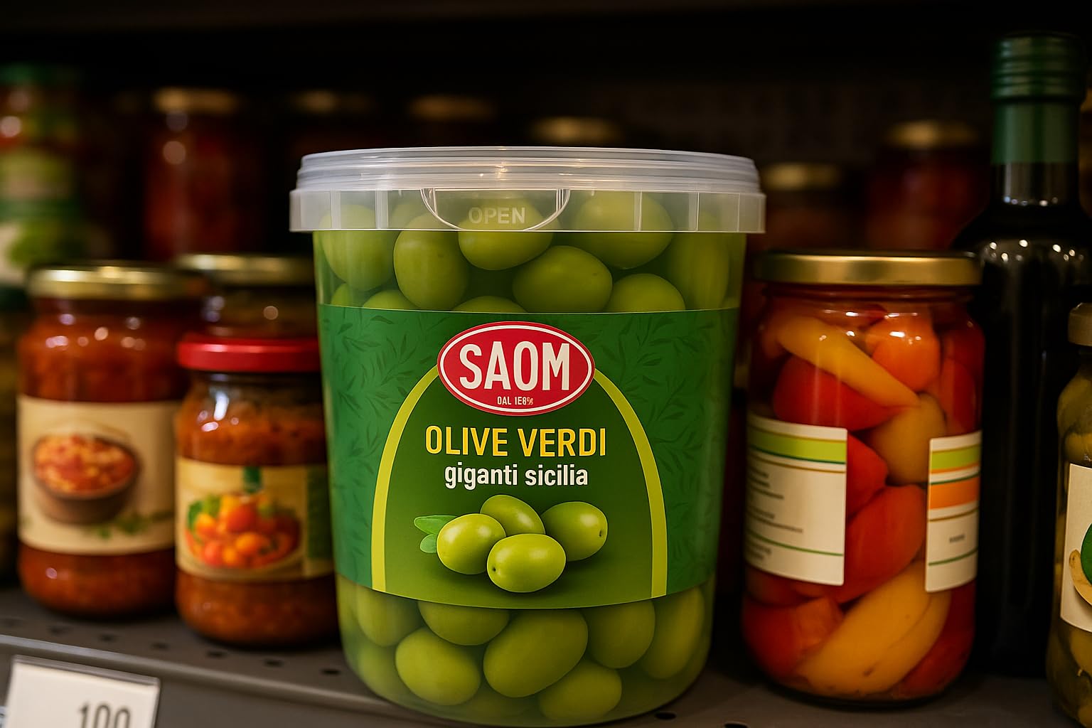 Olive Verdi Nocellara di Sicilia 6x1Kg – Secchiello Richiudibile – Totale 6Kg – Giganti, Carnose e Croccanti – Ideali per Aperitivi, Antipasti e Cucina Mediterranea