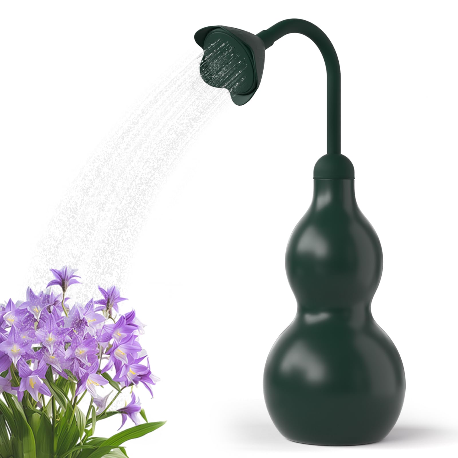 Bksai Dark Green Watering Can Indoor Plants, Gourd Small Watering Cans 325Ml With Rose Head, 360° Adjustable Spout, Decorative Mini Squeeze Watering Can For Houseplant Seedling Succulent Cactu Garden Flower