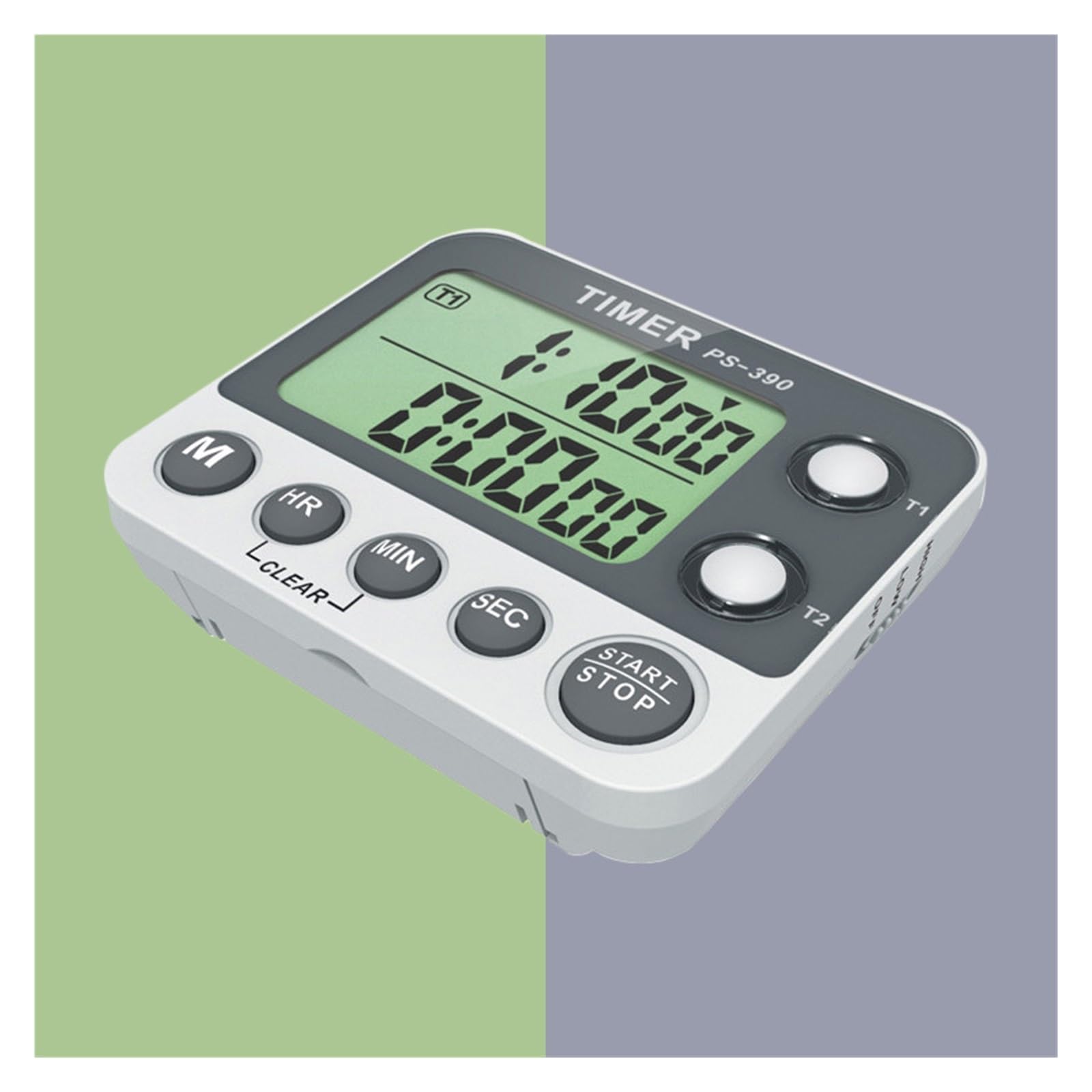 Timer da cucina con cronometro 1/100 centisecondi, timer portatile digitale elettronico, 2 gruppi, sveglia conto alla rovescia