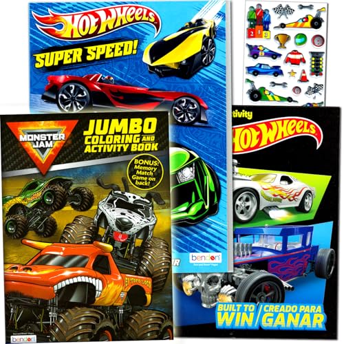 Hot Wheels Coloring Activity Books Set for Kids - Bundle with Coloring Book Sticker Pads and More