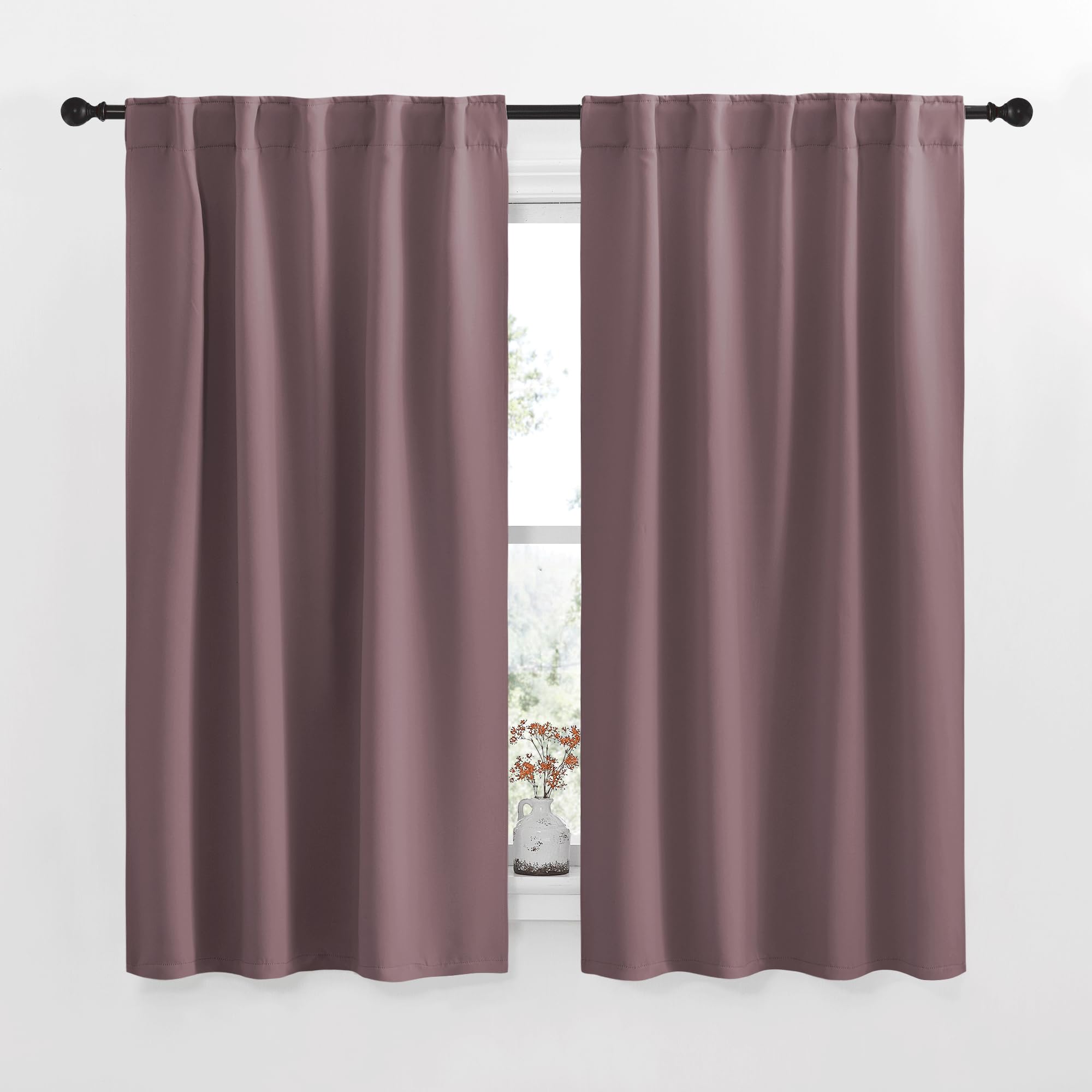 NICETOWN RV Curtains for Camper Windows - (Dry Rose Color) 34x54 Inch, 2 Panels Set, Thermal Insulated Room Darkening Blackout Drapes/Draperies with Rod Pocket &amp; Back Tab for Half Window