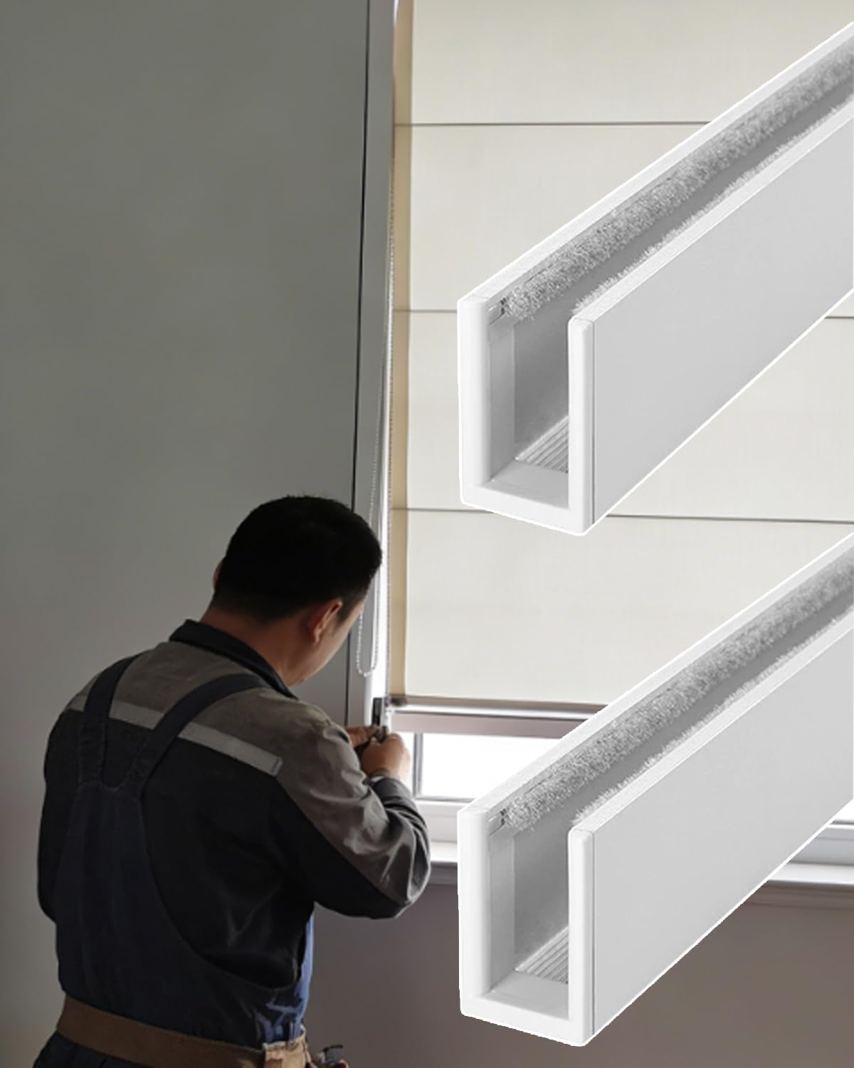 Blocco di luce bianca di alta qualità da 137,2 cm, per oscurare la privacy e il controllo della luce, perfetto per uso domestico e ufficio, facile installazione. Materiale: