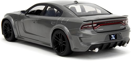 Miniatura 5 de Jada Toys - Dodge Charger rápido y furioso (1:24, gris) - Modelo de Fast & Furious 10, 2021 SRT Hellcat Die Cast con piezas de apertura, 7.5 in, a