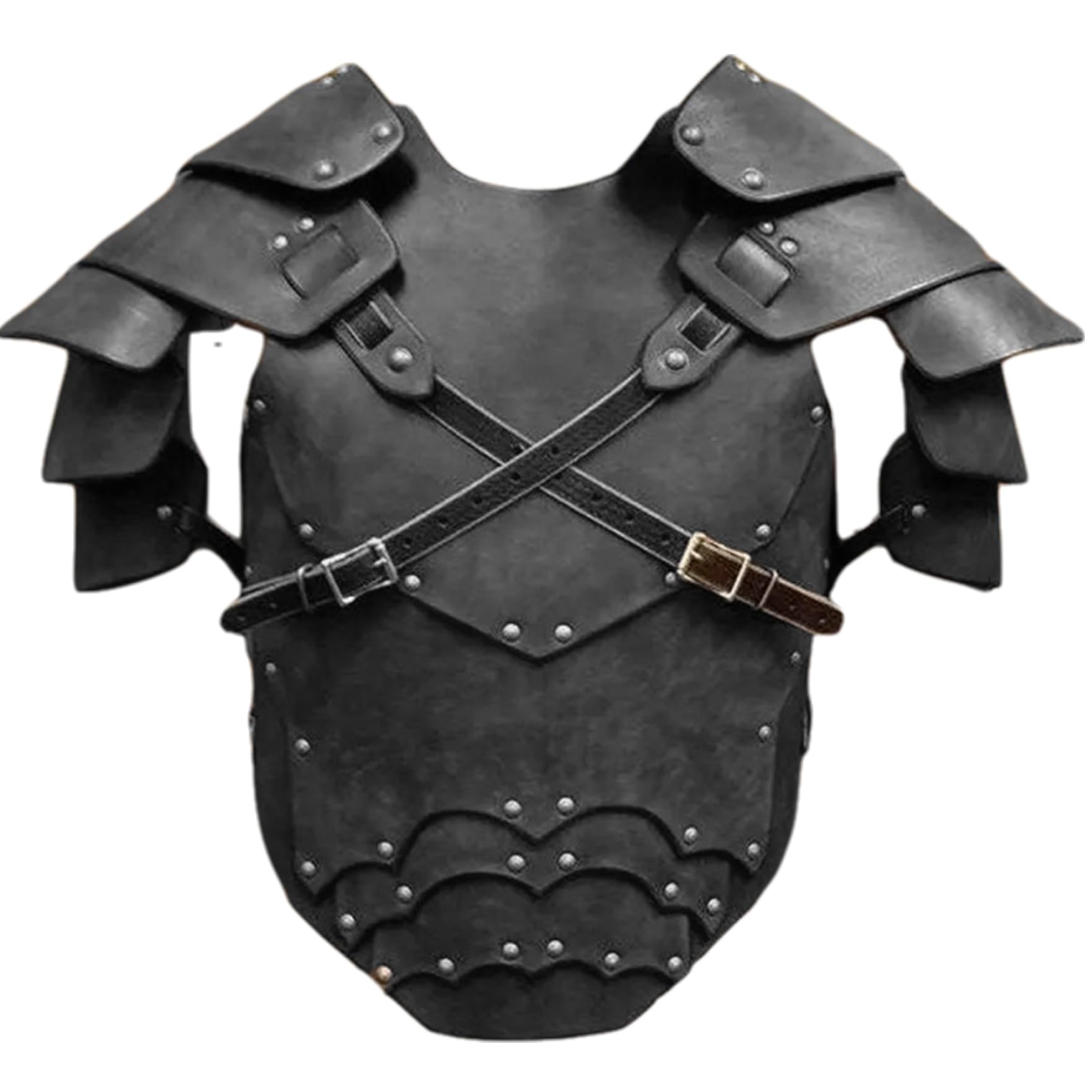Odoukey Leather Armor for Men Medieval Knight PU Leather Chest Armor Adjustable Viking Breastplate Costume for Halloween Cosplay Party
