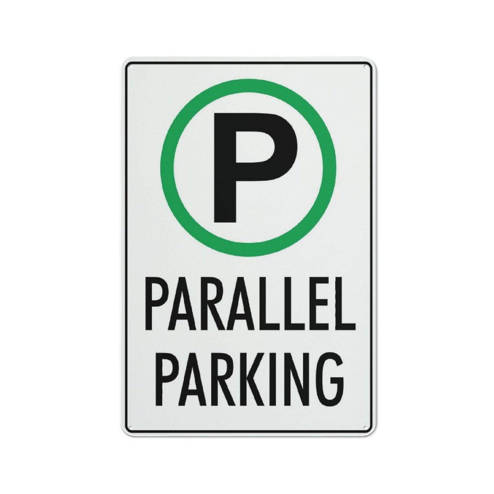 Parallel Parking Sign, 8x12 Inch Metal Aluminum, Pre-Drilled Holes for Easy Mounting, Indoor/Outdoor Use for Fence, Door, Gate