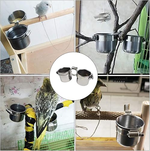 Miniatura 4 de Mipcase Accesorios para pájaros, accesorios para jaula, comedero de agua para pájaros, cuenco colgante de jaula de pájaros, taza de comedero de loro