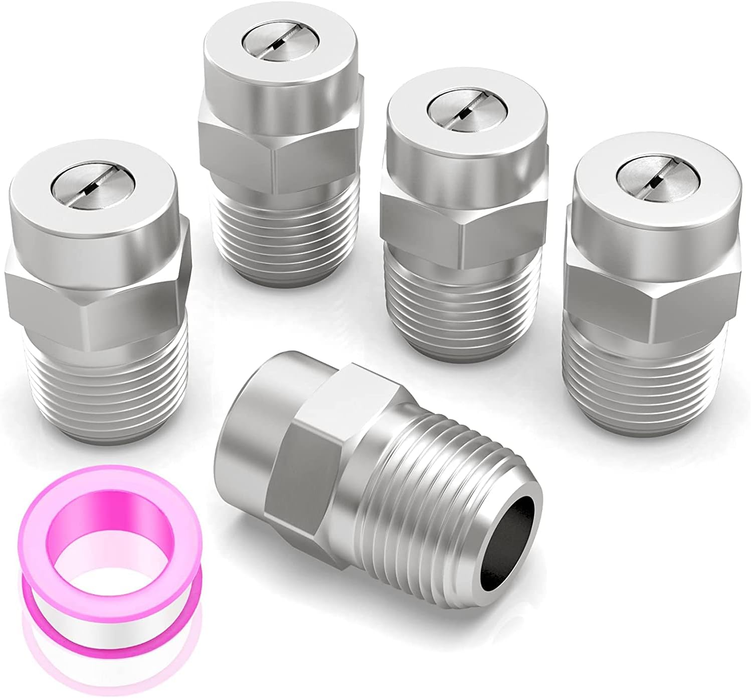 40 Degree Surface Cleaner Tips, 1/4 Inch NPT Male, 2.5 Orifice, 4000 PSI Threaded Spray Nozzles, Replacement for Water Gun, Water Broom and Surface Cleaner (5-Pack)