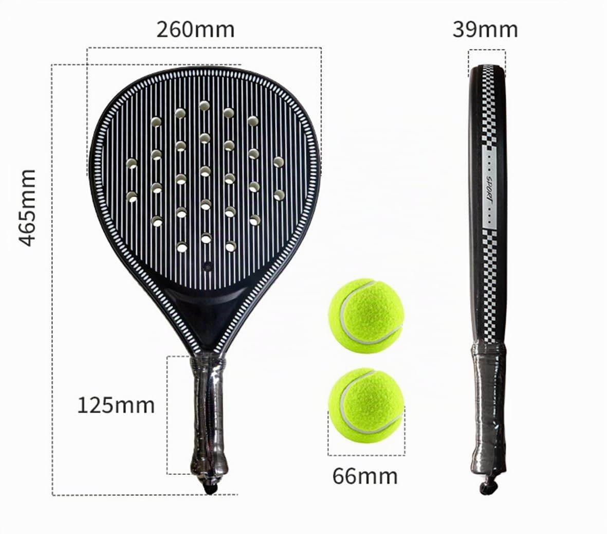 Padel Tennis Schläger Set in schwarz – Komplettset für Anfänger & Profis – ABS-Material für langlebige Stabilität & optimale Schockabsorption – Mit praktischer Transporttasche