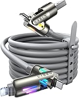 LISEN Chubby 240W 4-in-1 USB C Cable 6.6FT: USB A/C to C/Lightning for iPhone 17/16/15, Samsung S25, MacBook, iPad, Switch - Fast Charge & RGB Light