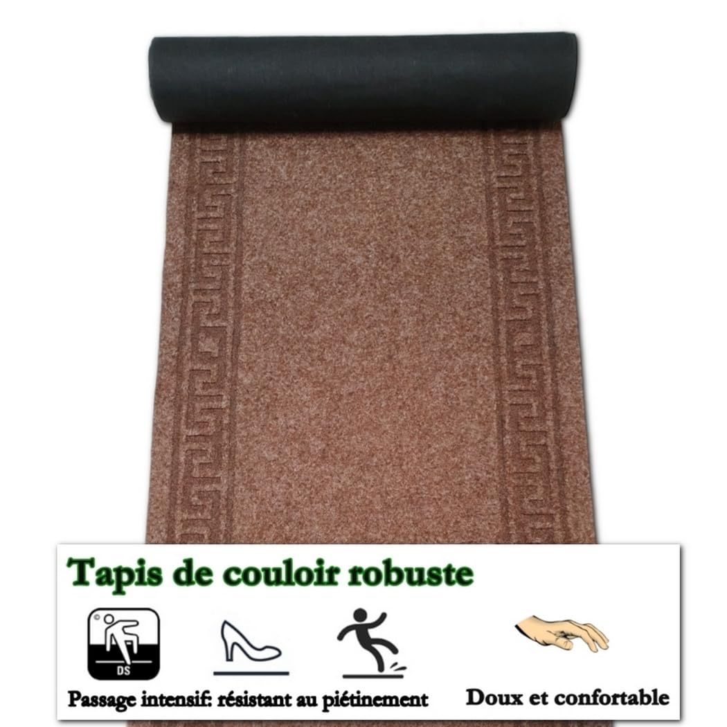 MadeInNature Tapis de Cuisine Devant d'Évier Antidérapant, Tapis de Passage Olympia, Largeur 66 cm (Sable, Longueur 500 cm)