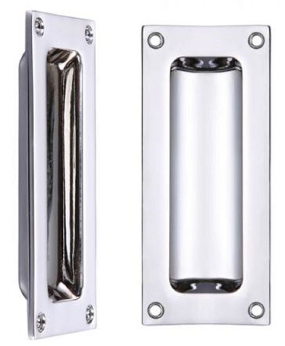 Carlisle Brass Polished Chrome Aq90 Rectangular Recessed Flush Door Pull Handle 102 X 45Mm (Polished Chrome)