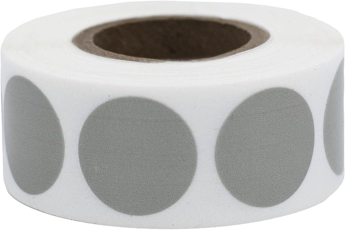 Grey Semi-Gloss Round Stickers, 3/4" Inch, 500 Labels per Roll - Perfect for Color Coding, Inventory Management, and Custom Projects in Offices, Schools, and Homes