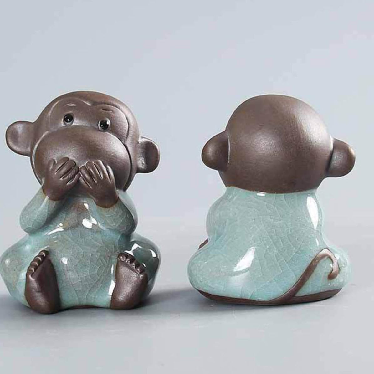 Decorazione Tea Pet in Ceramica, 4 Pezzi, Piccole Scimmie