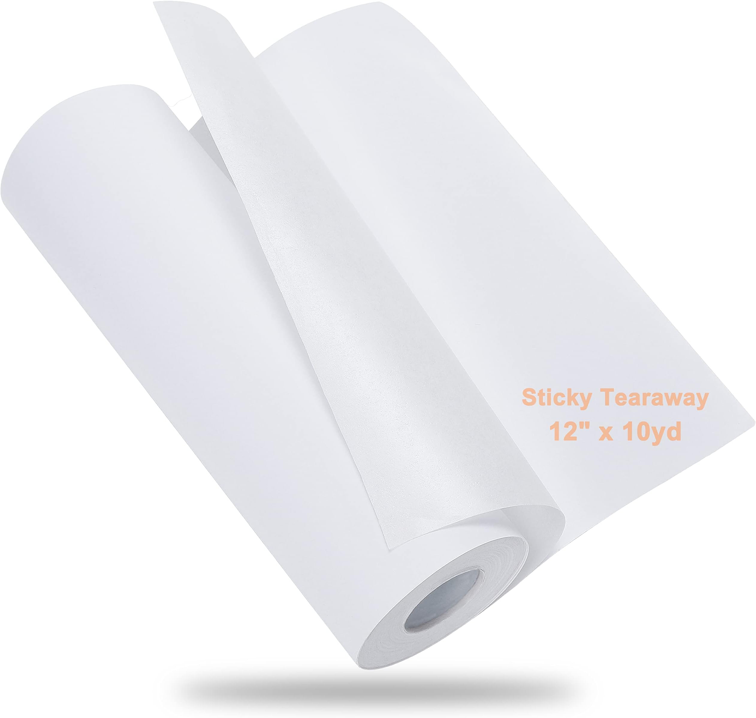 New brothread Sticky Self-Adhesive Tear Away Embroidery Stabilizer Backing 12" x 10 Yd roll - Medium Weight for Napped Fabric & Hoop Less Embroidery