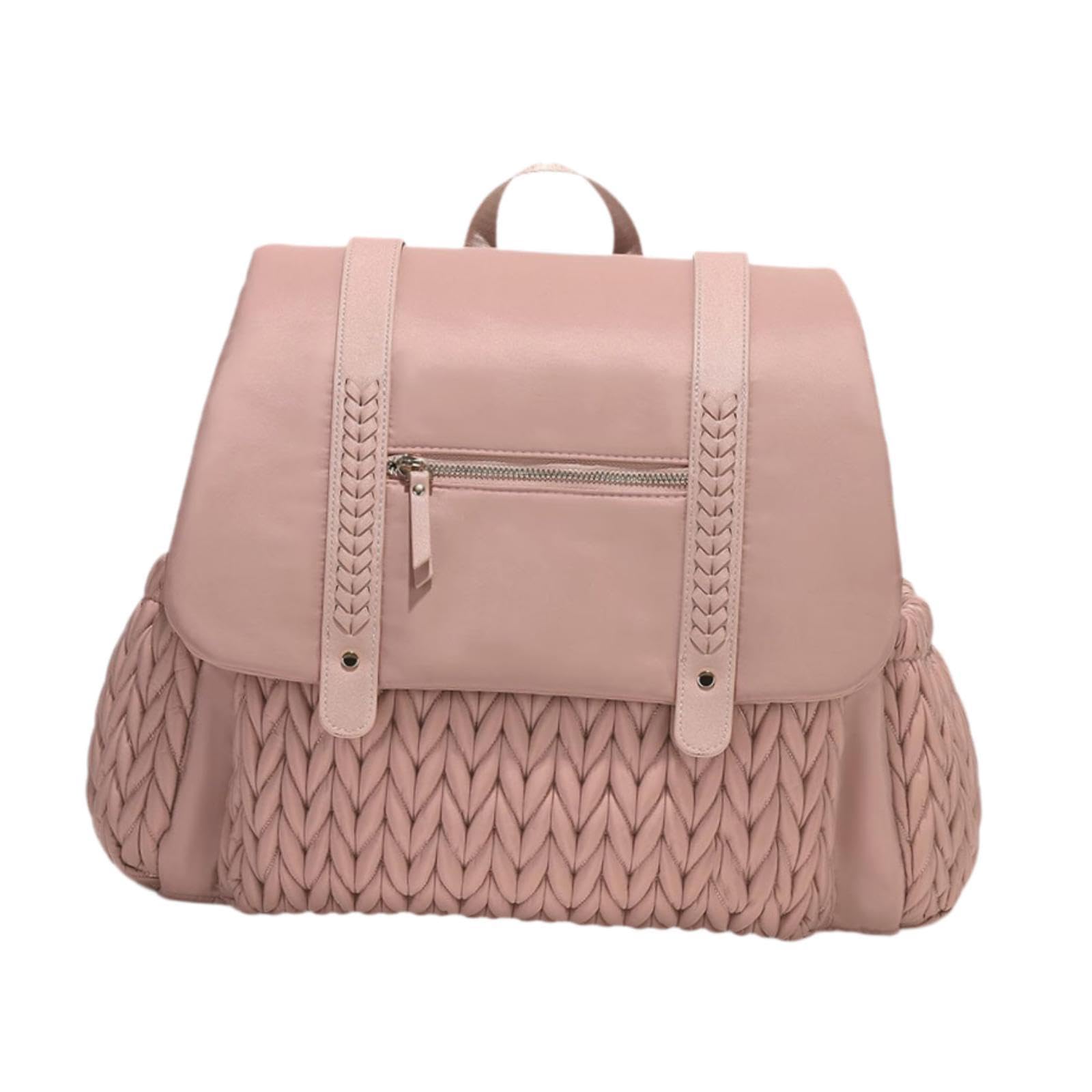 Diaper Backpack Casual Daypack Organizer with Side Pocket Nappy Changing Bag Pink|Baby|Diapering|Diaper Bags-image-4