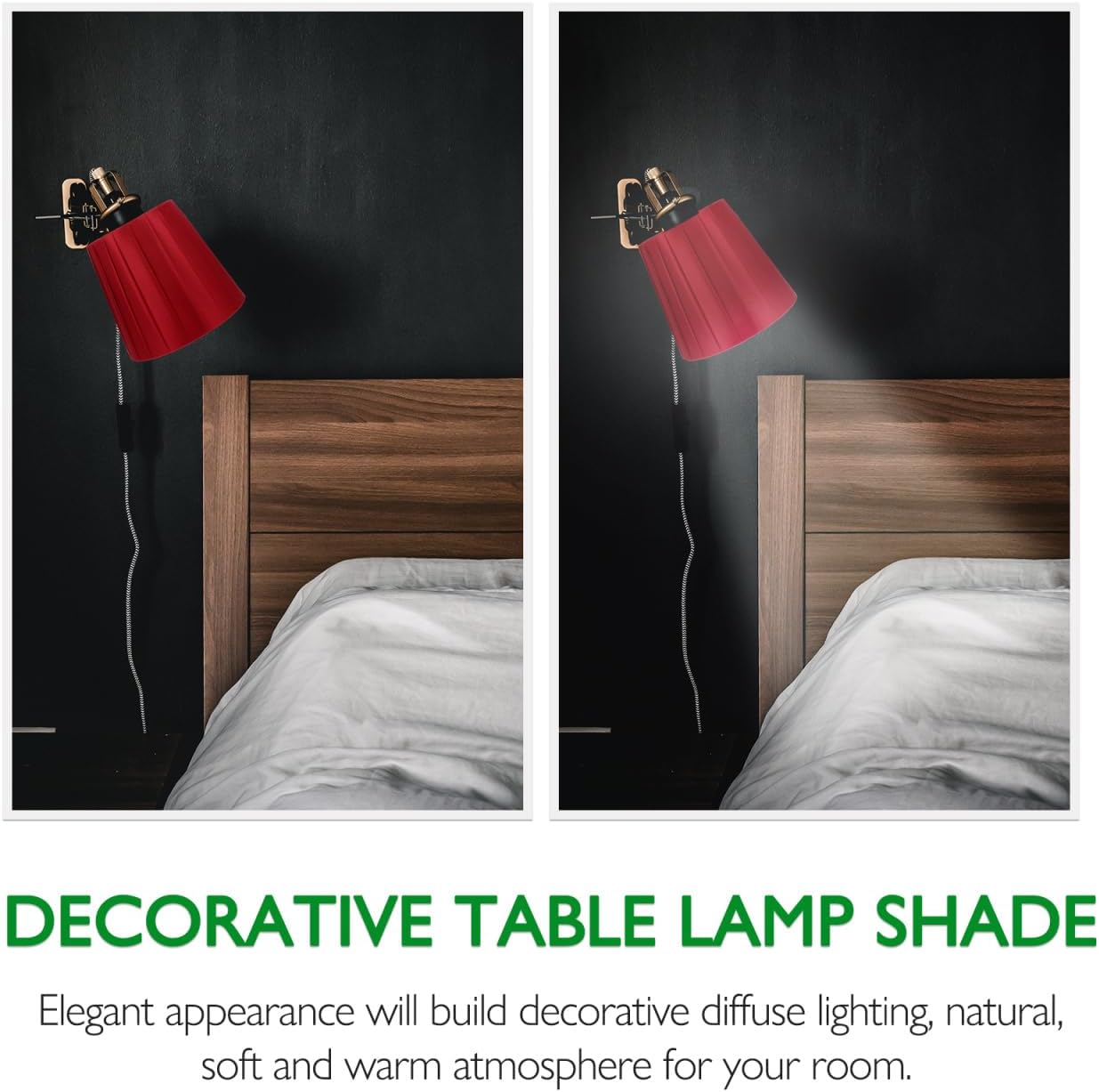1Pcs Red Lampshade Clip on Mushroom Pleated Lampshade spider Lamp Shade Fabric Lamp Shade for Wall Floor Ceiling Light Easy to Install and Durable