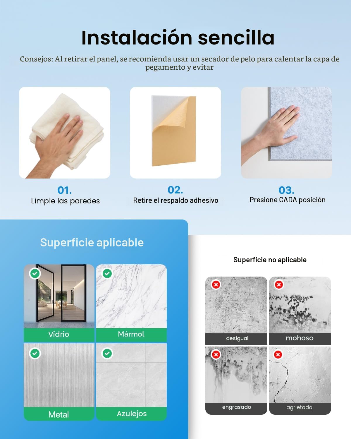 Soundsbay Placas acústicas autoadhesivas 12 piezas, absorbente de sonido, insonorización protección acústica de pared de alta densidad placas de protección acústica para tratamiento acústico y