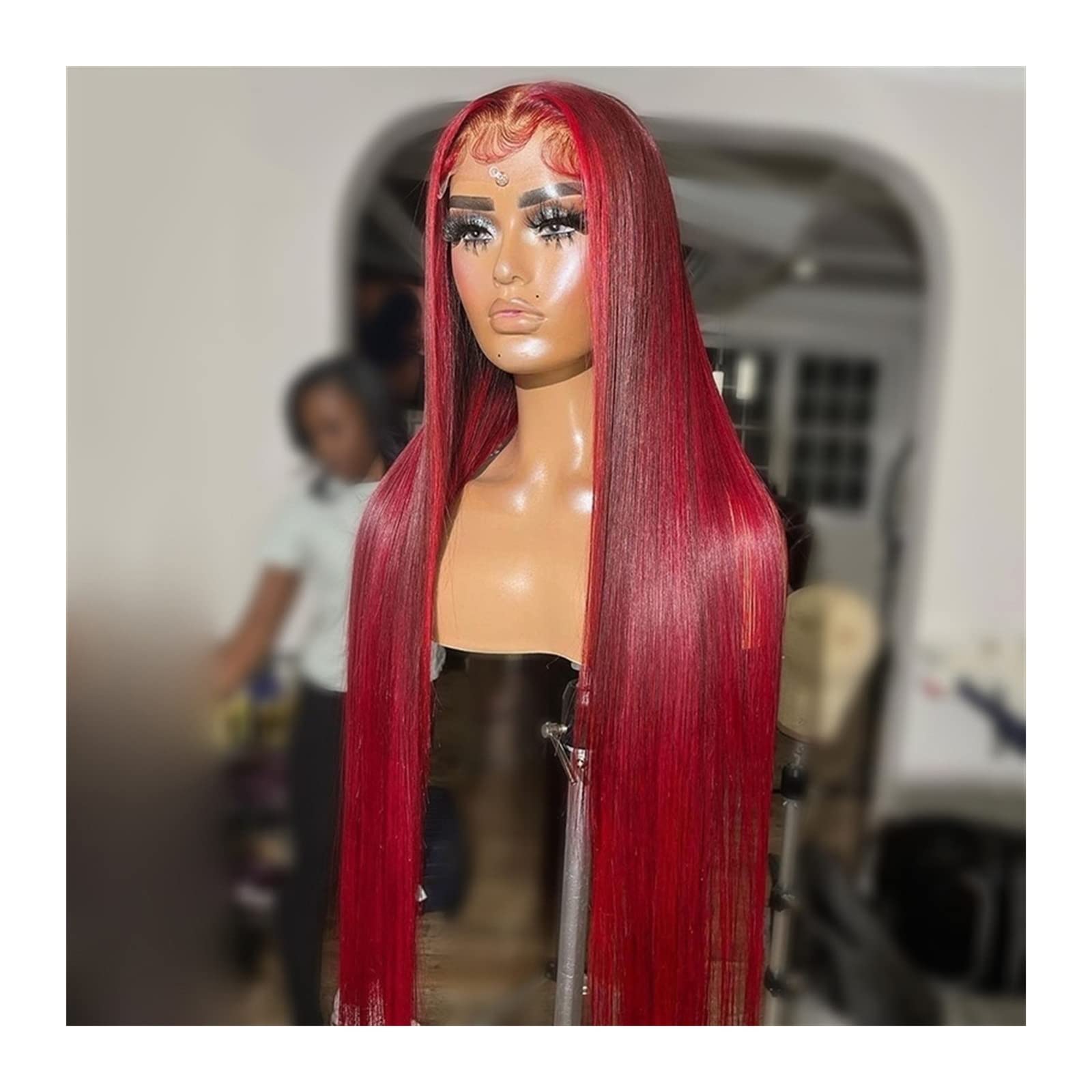 Pelucas de encaje ondulado Peluca con malla frontal roja degradada recta 13x4 pelucas frontales de encaje transparente cabello humano brasileño 22 24 26 pelucas frontales de encaje recto largo prearra