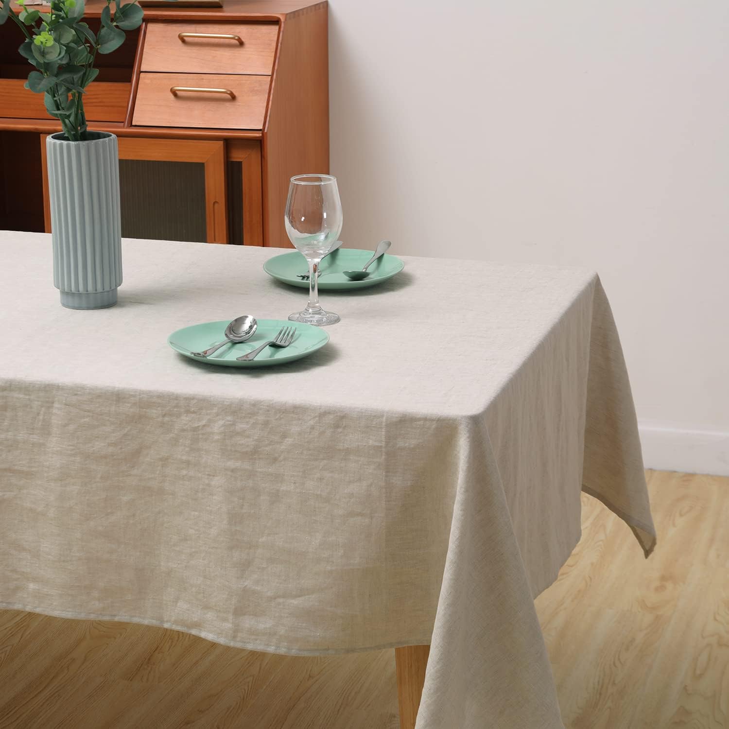 CHUFFED Mantel de lino 100% rectangular, mantel de tela de lino de alta calidad para mesa de cocina y mesa de comedor, elegancia natural para su hogar (natural, 140 × 100 cm)