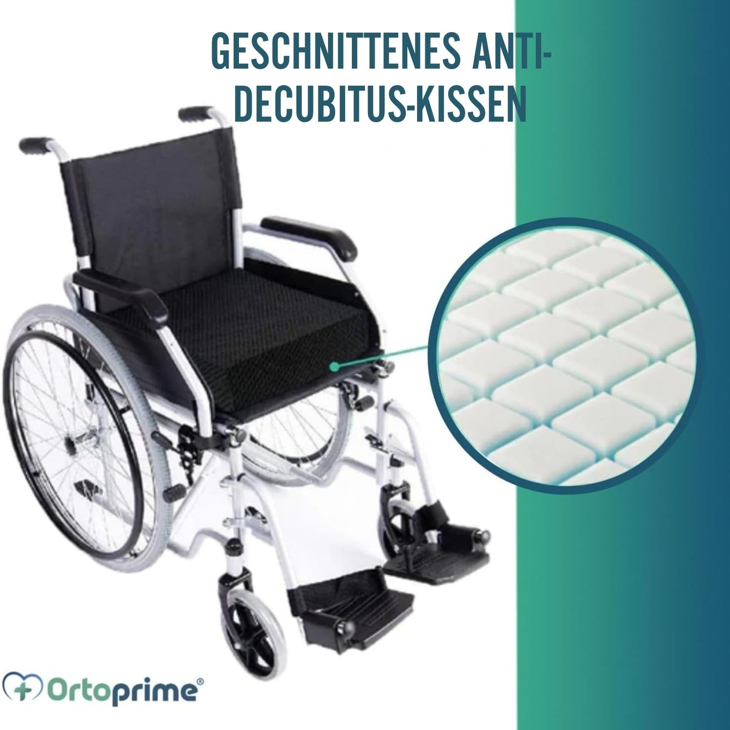OrtoPrime Dekubitus Orthopädisches Entlastungskissen aus 3D-Schaumstoff mit Kanalsystem Komfort - Prävention Dekubitus Sitzkissen und Druckentlastung - Rollstuhl Sitzkissen Büro Telearbeit & Zuhause