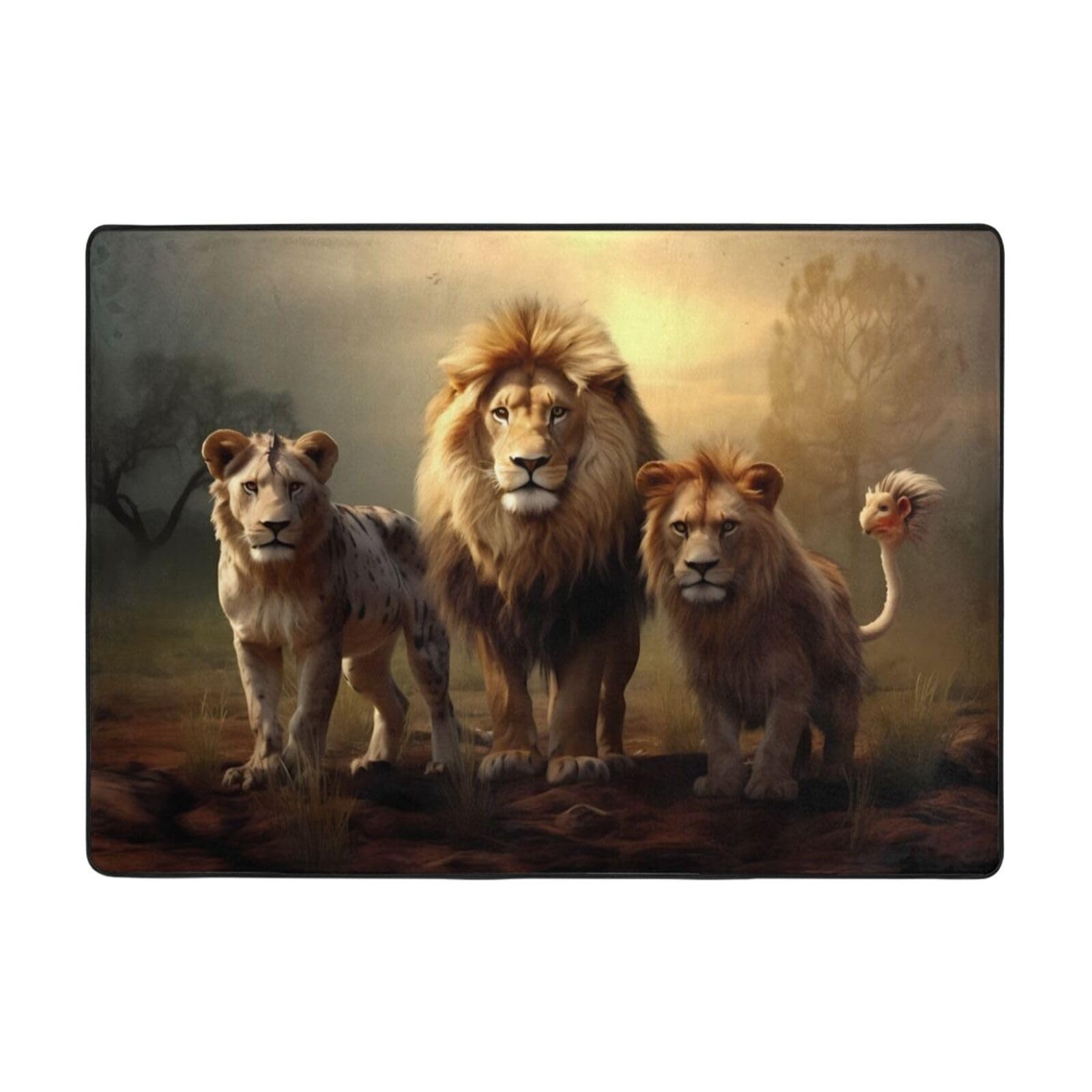 Tapis de sol doux BROLEO motif animaux sauvages grand format 203x147 cm